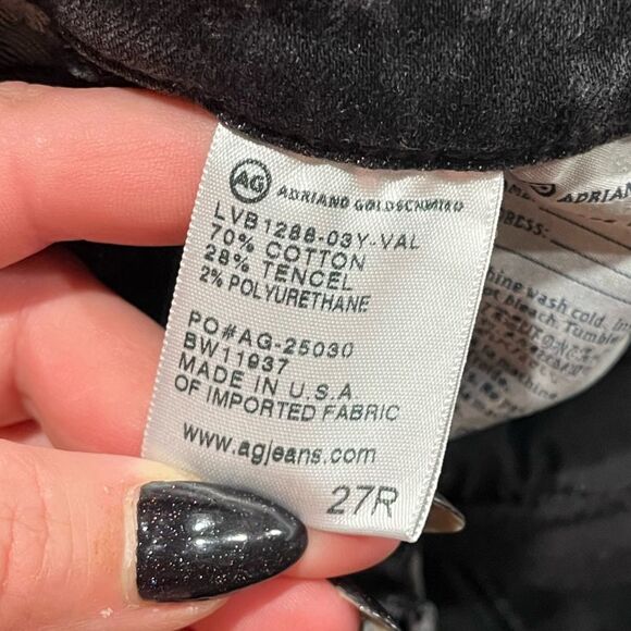 AG Adriano Goldschmied Jeans The Legging Super Skinny Distressed Black Size 27R - Picture 10 of 12